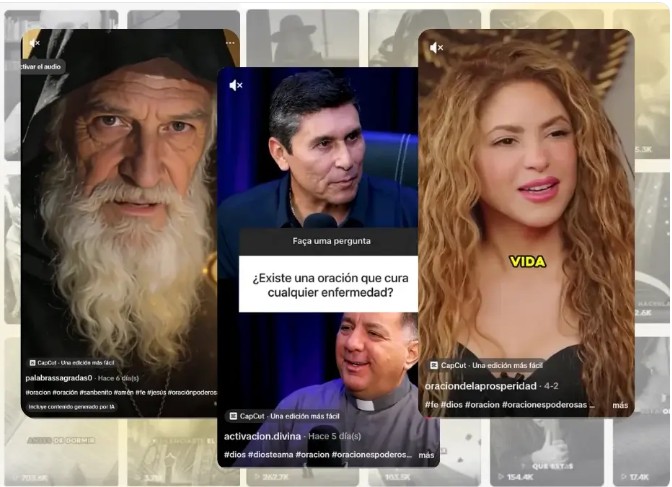 De Shakira a supuestos sacerdotes: los perfiles de TikTok usando vídeos manipulados que prometen dinero y milagros
